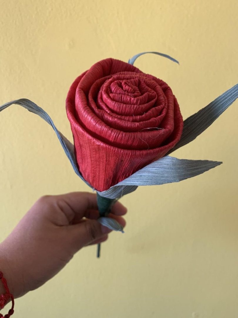 Artesanas made cornhusk flower