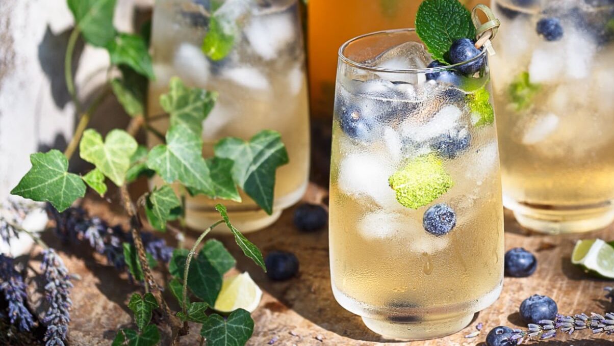 Cocktail with Lavender and Blueberries